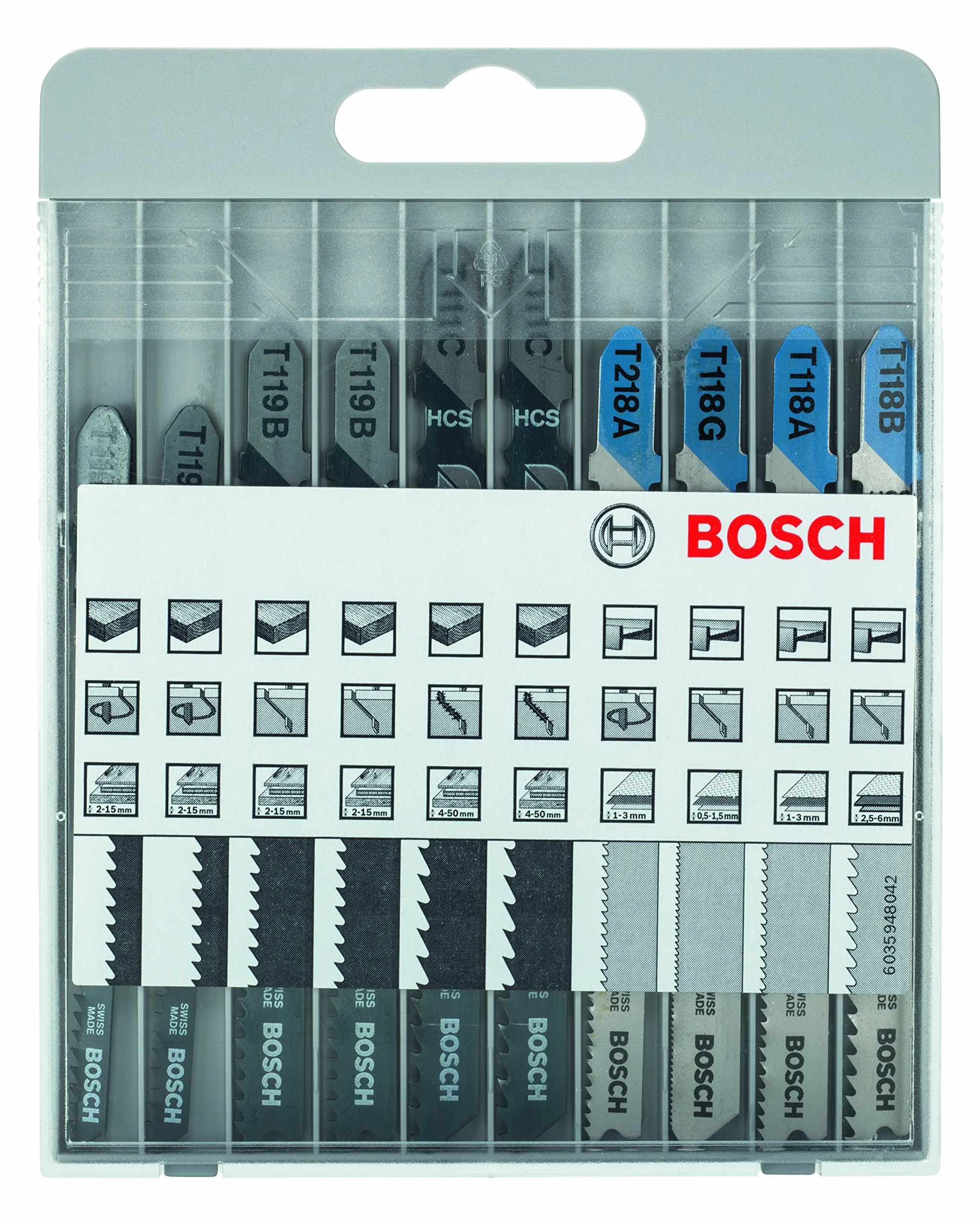 Bosch Professional Zestaw 10 brzeszczotów Basic (metal i drewno, akcesoria do wyrzynarki z uchwytem T)