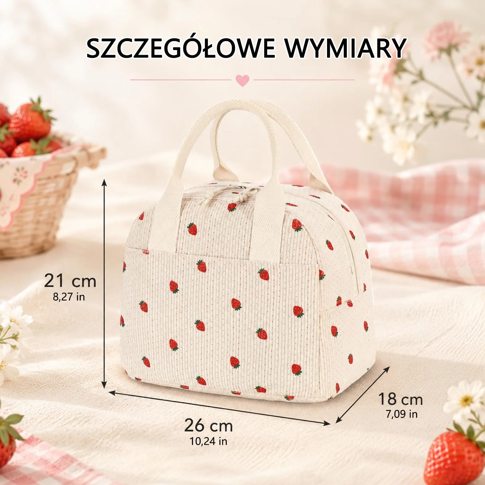 Torba na Lunch, 10L Przenośna Torba Termiczna, Szczelna, z Trzema Warstwami Izolacji Termicznej, Idealna na Piknik, do Pracy, do Szkoły i w Podróż
