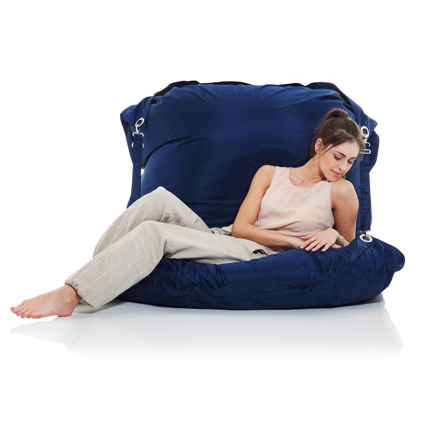 Oryginalny SMOOTHY® Supreme Indoor & Outdoor beanbag XXL 450L gigantyczna beanbag poduszka siedziska fotel dla dzieci i dorosłych (185 x 145 cm, Niebieski)