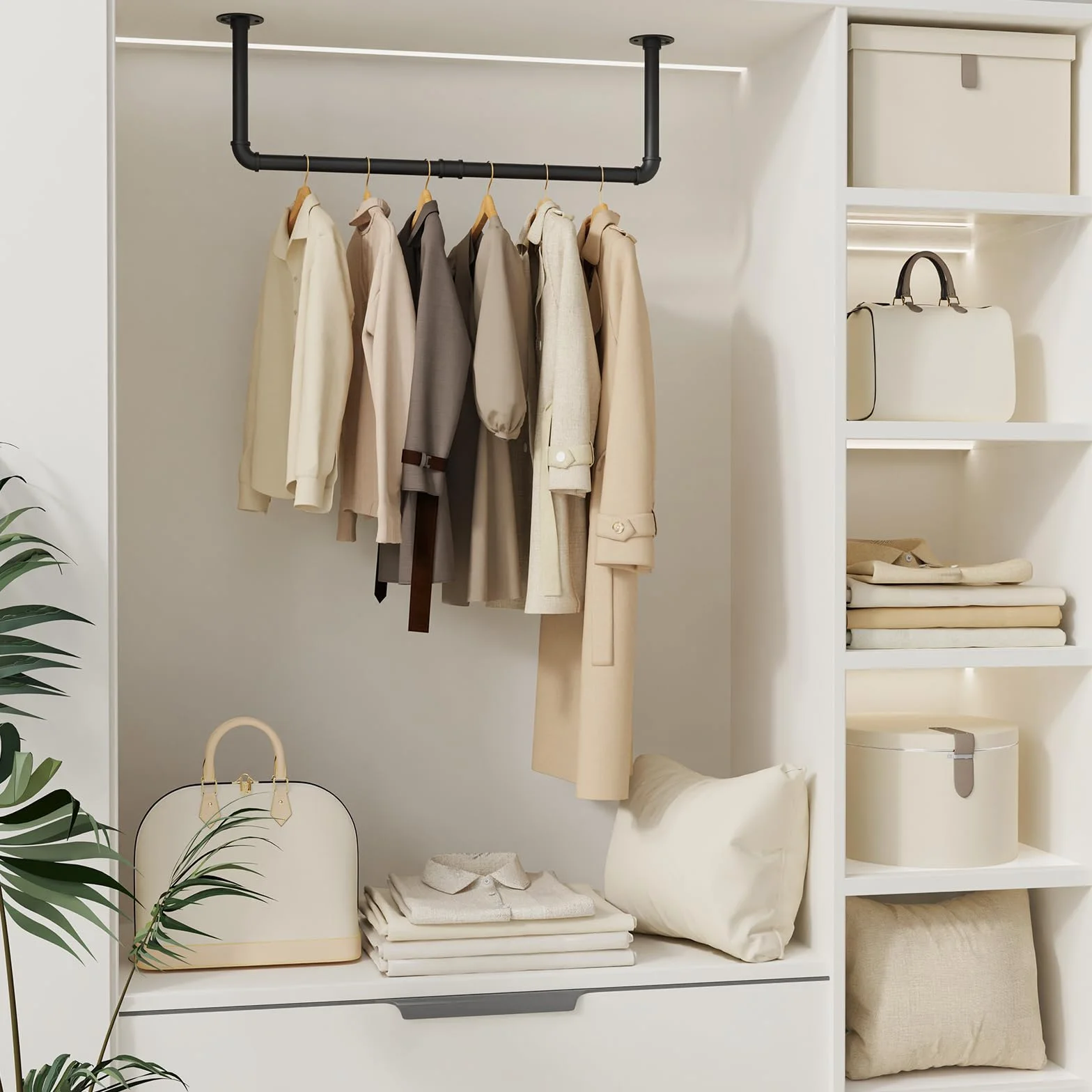 Przemysłowy Wieszak na Ubrania 80 cm Czarny 1-Pack