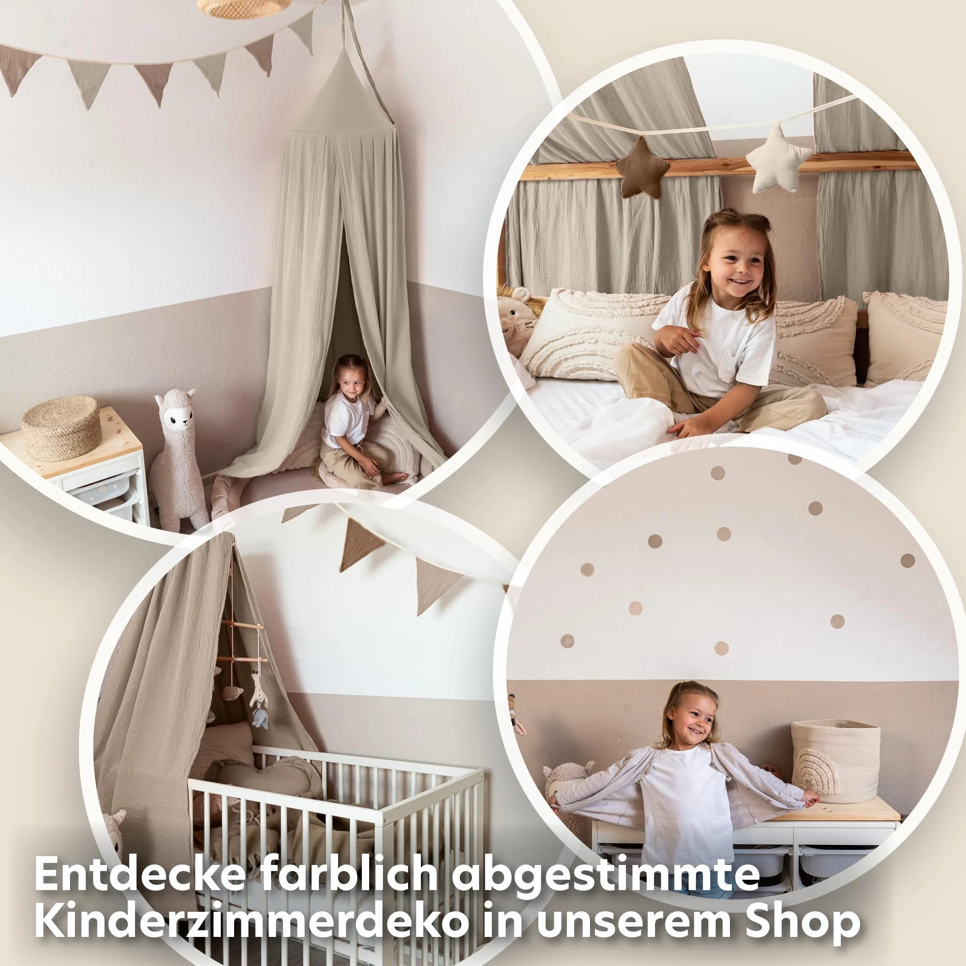 Lilimaus Zasłona ze 100% bawełny muślinowej, baldachim do łóżeczka dziecięcego, 90 x 200 cm, 120 x 200 cm, dekoracja łóżeczka dziecięcego, prezent dla dziewczynek i chłopców