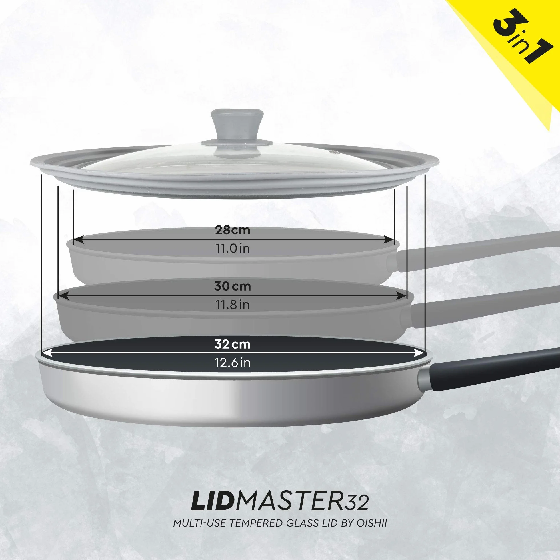 O-ishii Lidmaster uniwersalna szklana pokrywka do garnków 28-32 cm