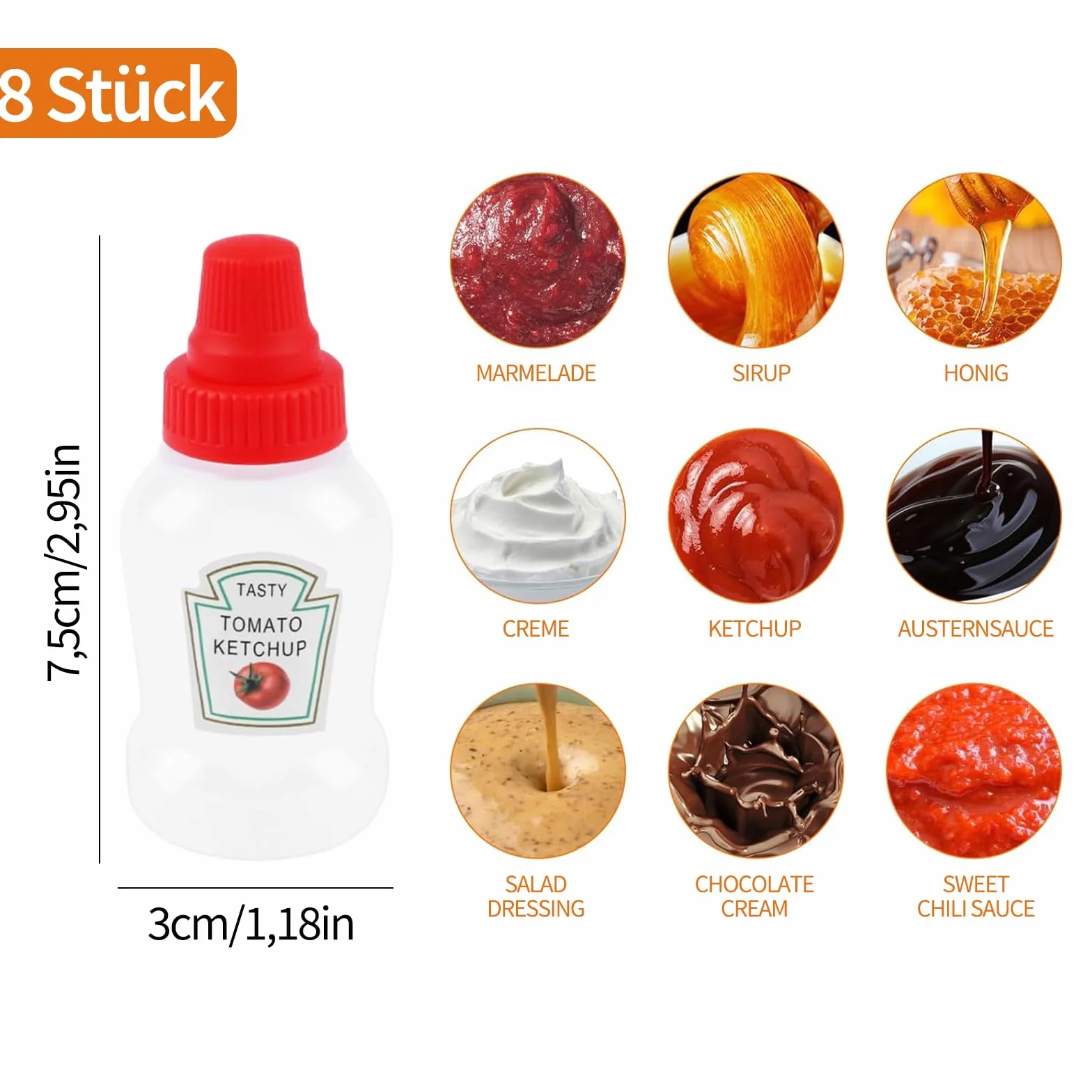 Mini butelka miękka 25 ml plastikowy słoik na sos sojowy ketchup sałatkowy 8 sztuk