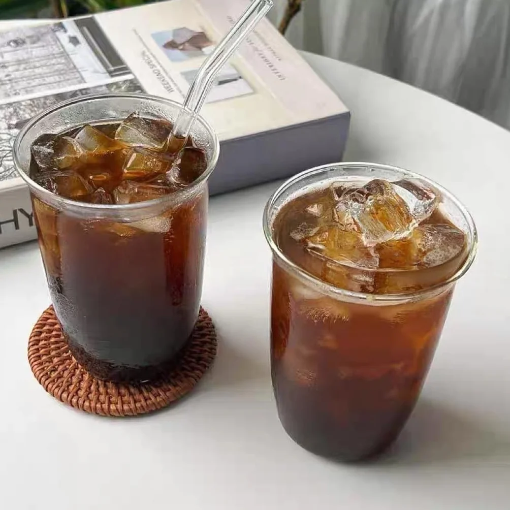 2 szklanki do wody, 480 ml, szklane kubki do smoothie, mrożonej kawy, kubki do herbaty bąbelkowej, szklanki do koktajli, piwa, idealne do kawy, koktajli mlecznych, soków