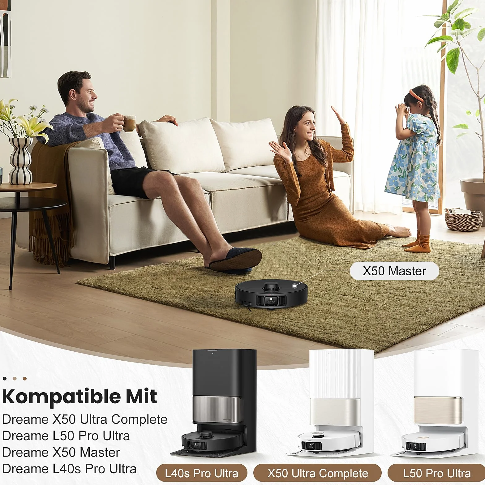 22 akcesoria do robota odkurzającego Dreame X50 Ultra Complete/L50 Pro Ultra/X50 Master/L40s Pro Ultra, 2 główne szczotki 6 worków do odkurzacza 6 padów do wycierania 2 filtry 4 szczotki boczne 1