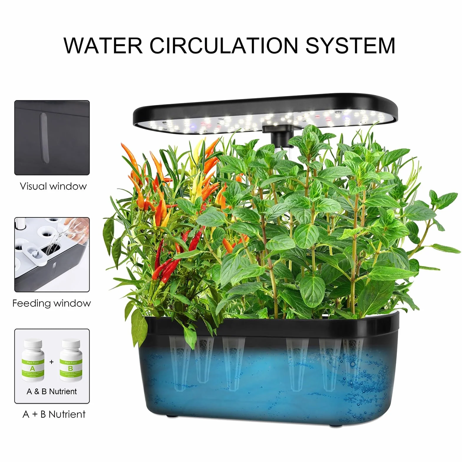 12 Pods Hydroponics Growing System, Indoor Herb Garden with LED Grow Light, Plants Germination Kit with Automatic Timer, Smart Garden Planter, Height Adjustable, for Home & Kitchen Gardening