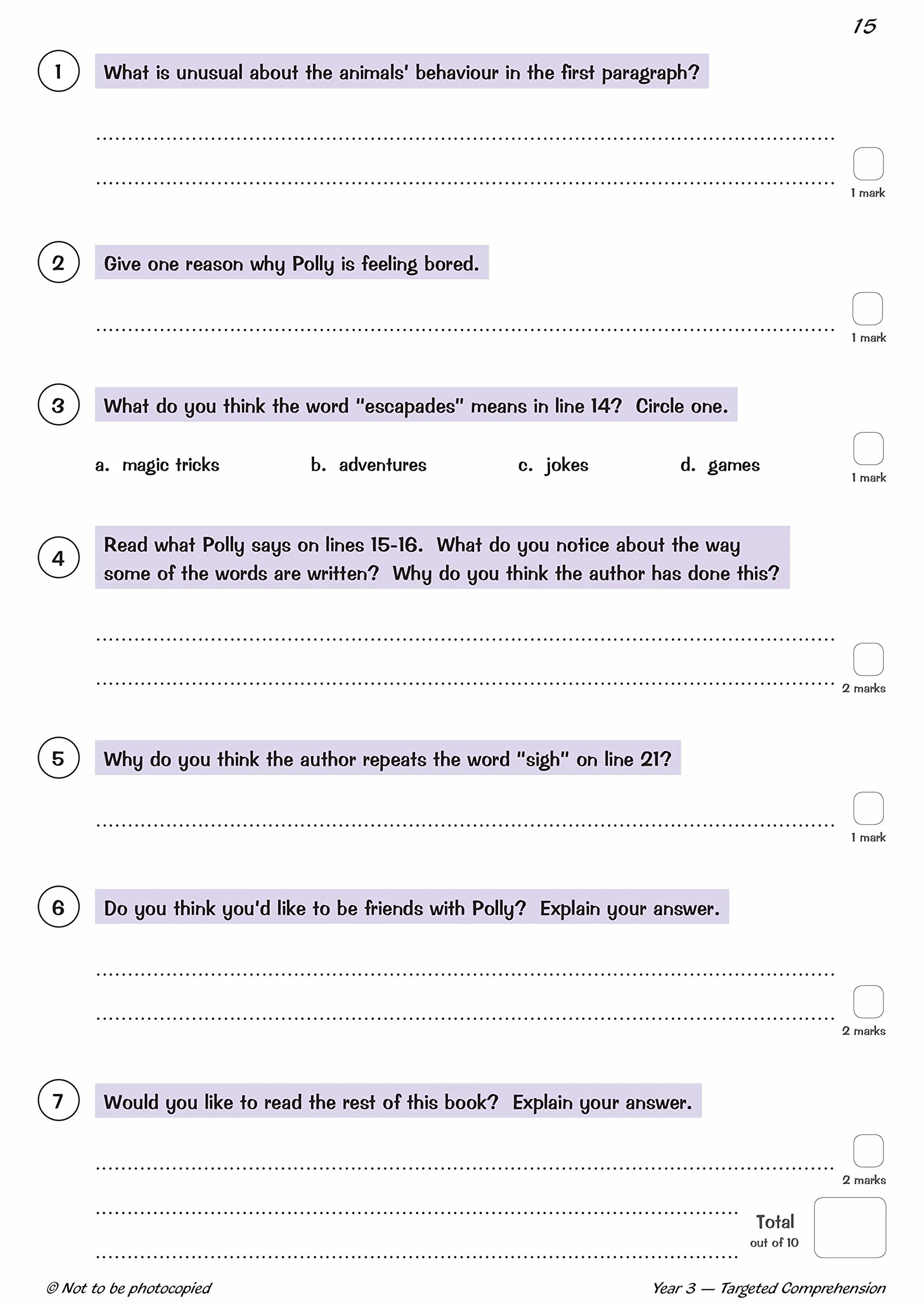 KS2 English Year 3 Reading Comprehension Targeted Question Book - Book 2 (with Answers)
