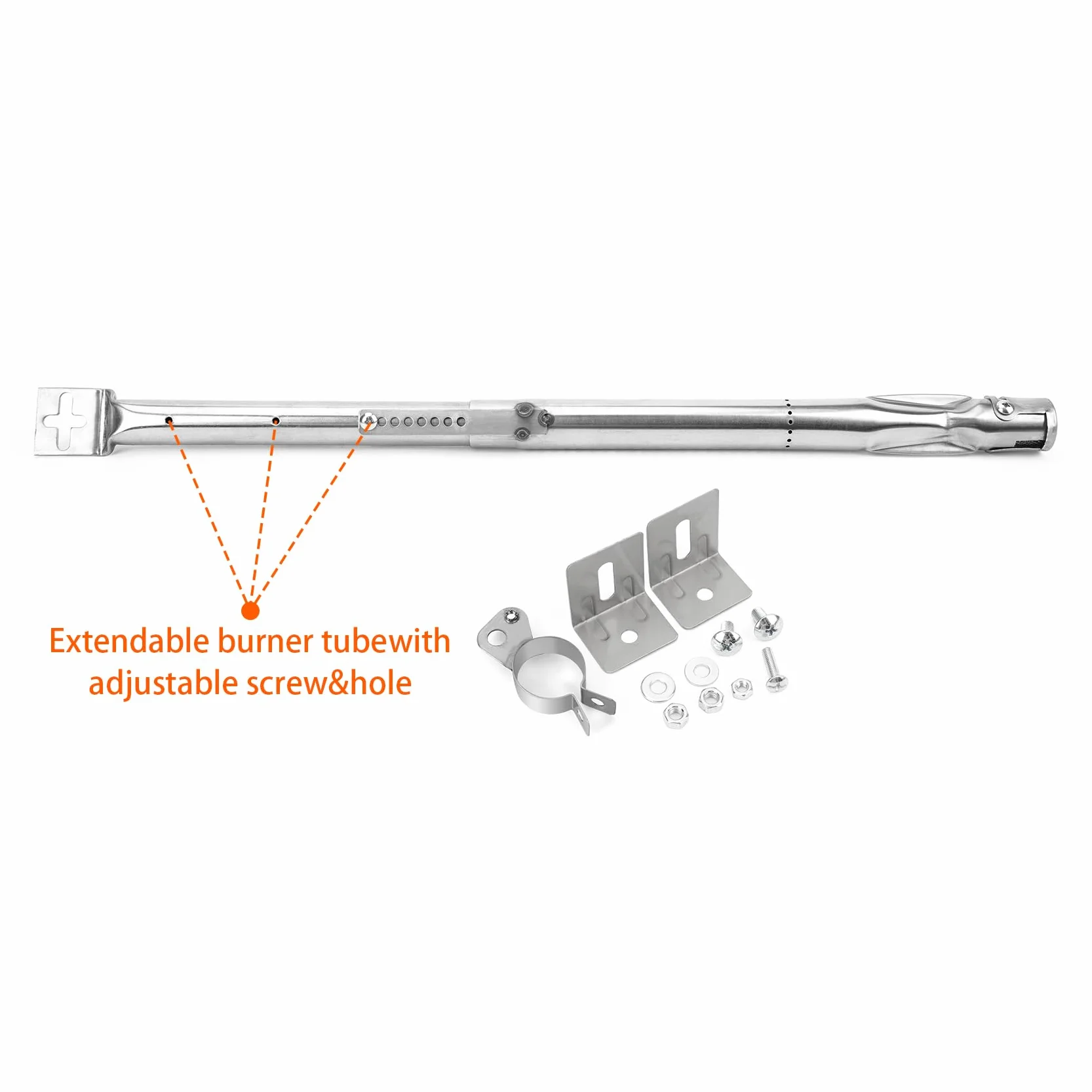 Onlyfire Uniwersalne Regulowane Palniki do Grilla ze Stali Nierdzewnej, do Większości Modeli Grilla Gazowego, Przedłużana z 36 do 50cm, Średnica 12mm, 3 Sztuki