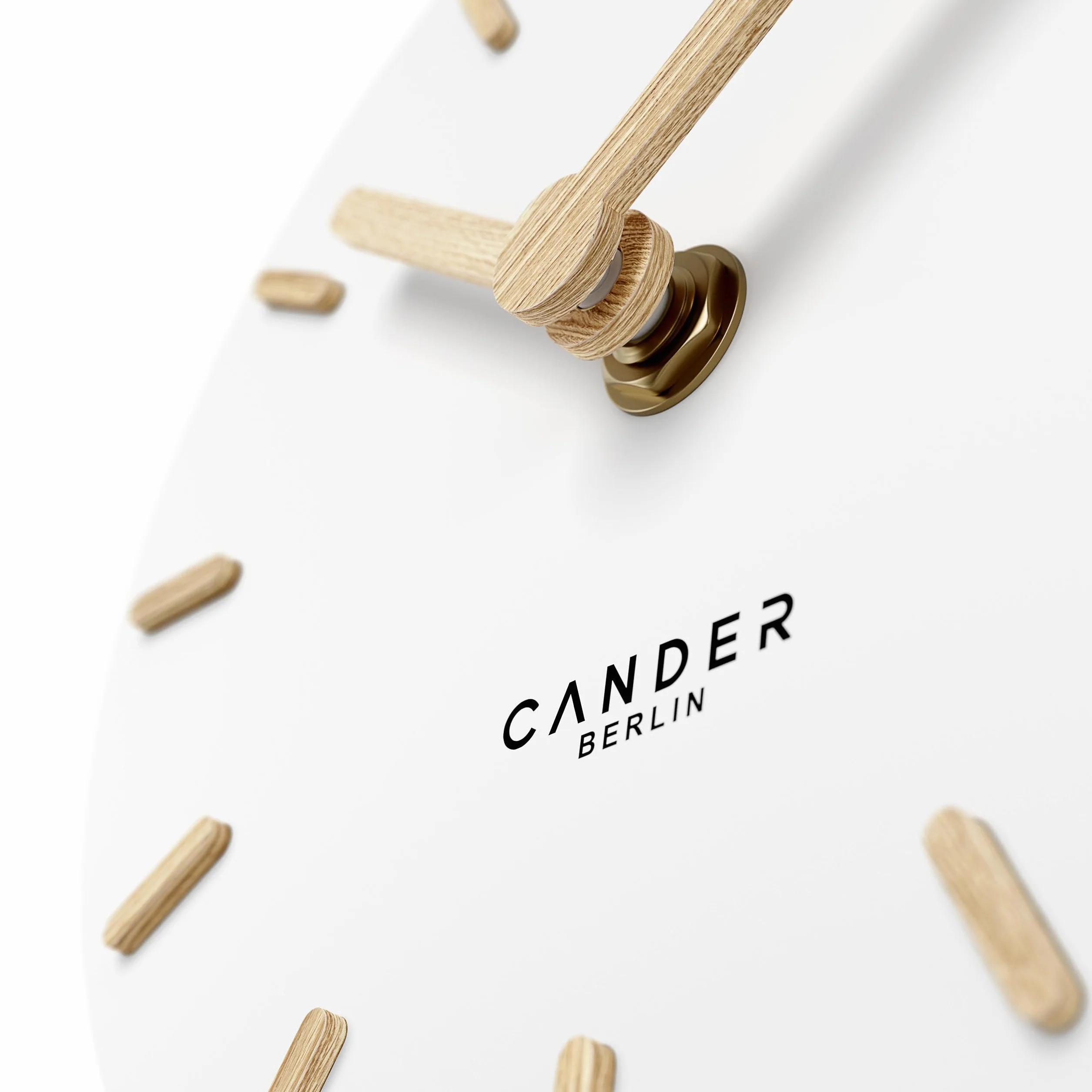 Cander Berlin MNU 2515 F zegar stołowy bezgłośny, bez tykania, 15 cm, analogowy, zasilany bateriami, biały, płyta MDF, wskazówka drewniana