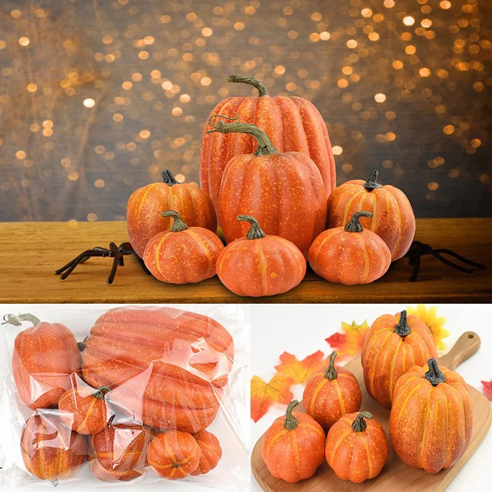 7 szt. sztucznej dyni, sztuczna dynia, jesienna dekoracja na Święto Dziękczynienia, Halloween, Boże Narodzenie