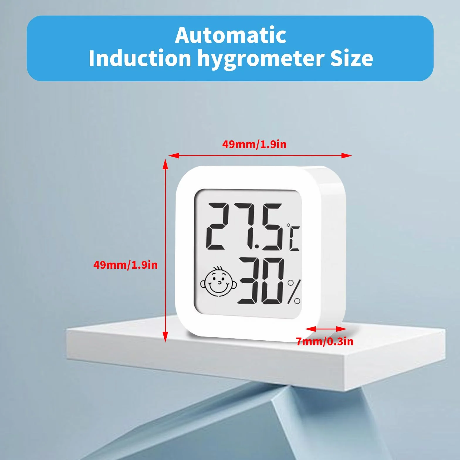 3 cyfrowe mini termometry z higrometrem, do wnętrz, z wskaźnikami uśmiechnięciem, do postawienia lub montażu na ścianie, salonu, biura (wilgotność i temperatura)