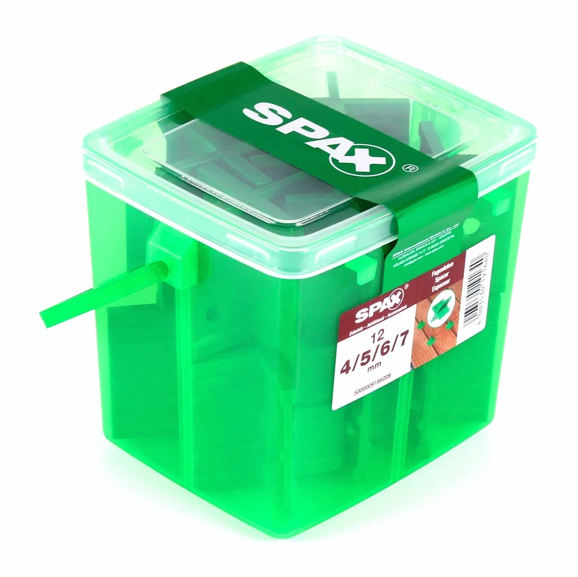 SPAX Szablony do fug w pudełku z uchwytem, do 4 szerokości fug 4, 5, 6 i 7 mm, 12 sztuk w pudełku z uchwytem, 500009186209