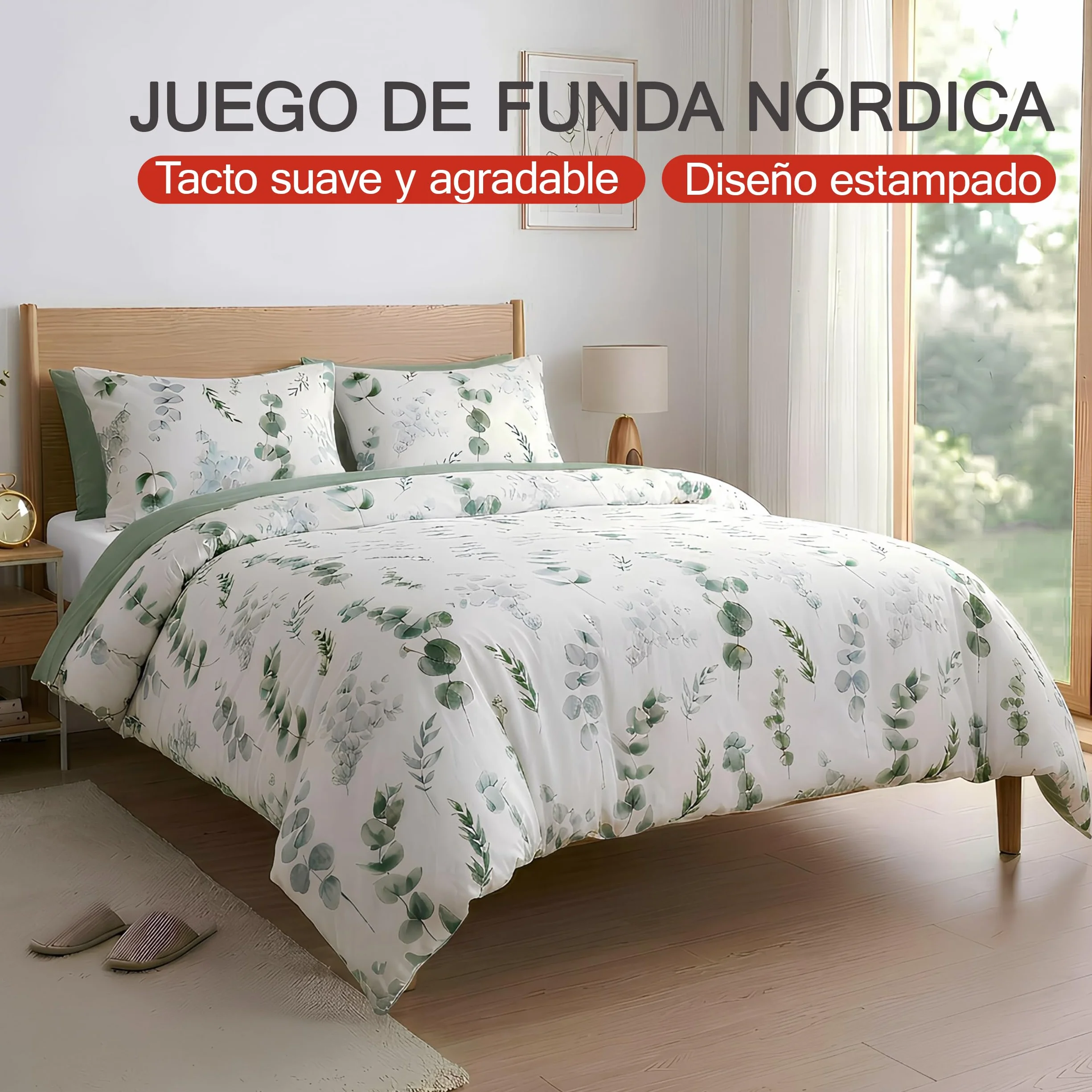 H HANSEL HOME Poszwa na kołdrę Łóżko 135 3 szt. Oddychająca miękka w dotyku 100% mikrofibra, poszwa na kołdrę 220x220cm z 2 poszewkami na poduszki 50 x 70 cm - Eukaliptus