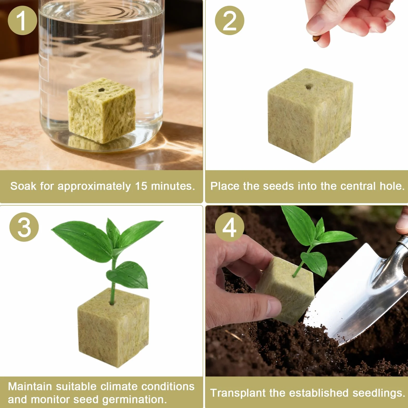 200 sztuk wełny kamiennej do uprawy 25 x 25 x 25 mm, Rockwool Cube z rękawiczkami, wełna kamienna, izolacja Easy Plug kostki do uprawy wełny kamiennej kostki do uprawy roślin hydroponicznych