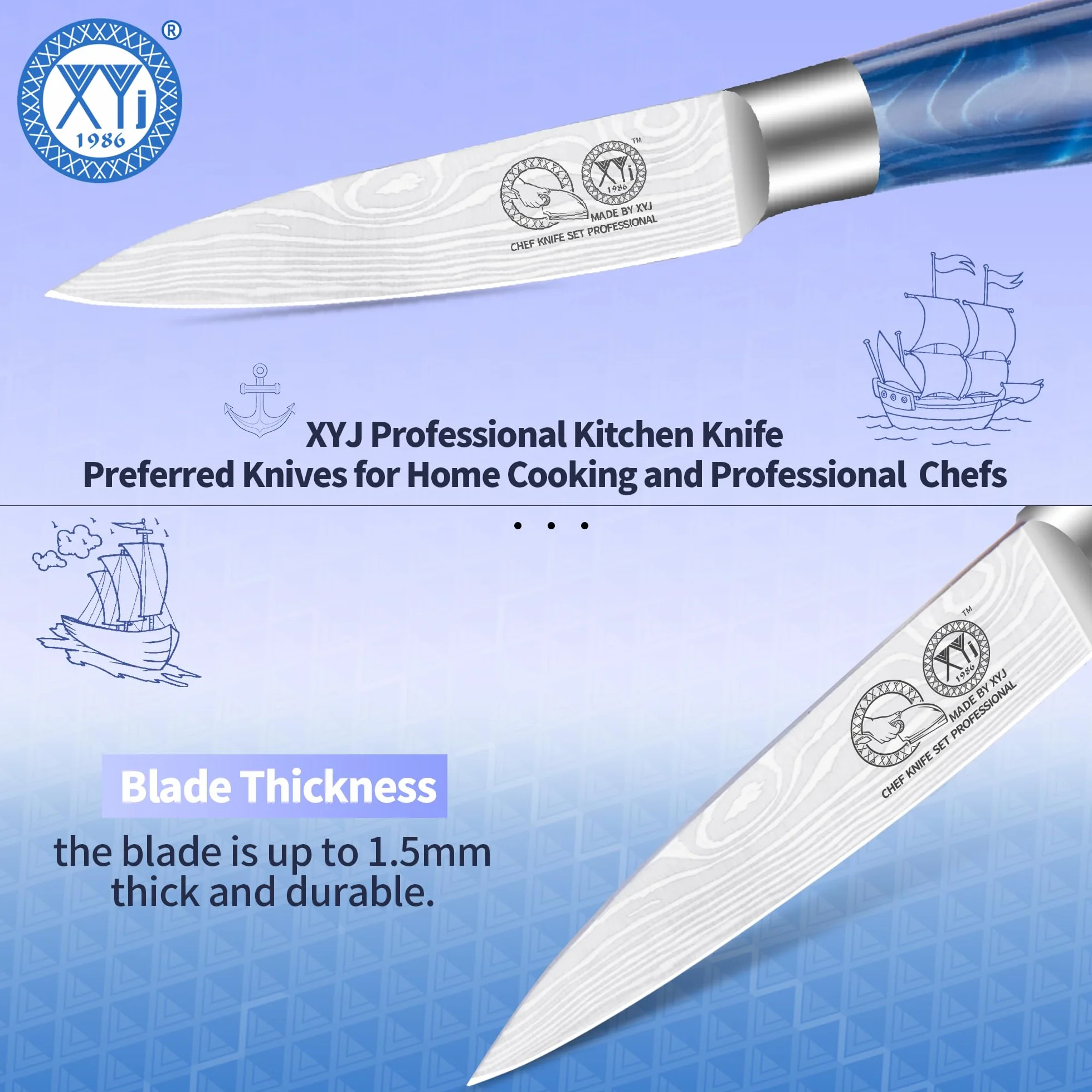 XYJ Paring Knife With Sheath,Stainless Steel 3.5 Inch Small Kitchen Knife,Razor-Sharp Fruit Vegetable Peeler Knife Ergonomic Handle,Kitchen Outdoor Camping BBQ