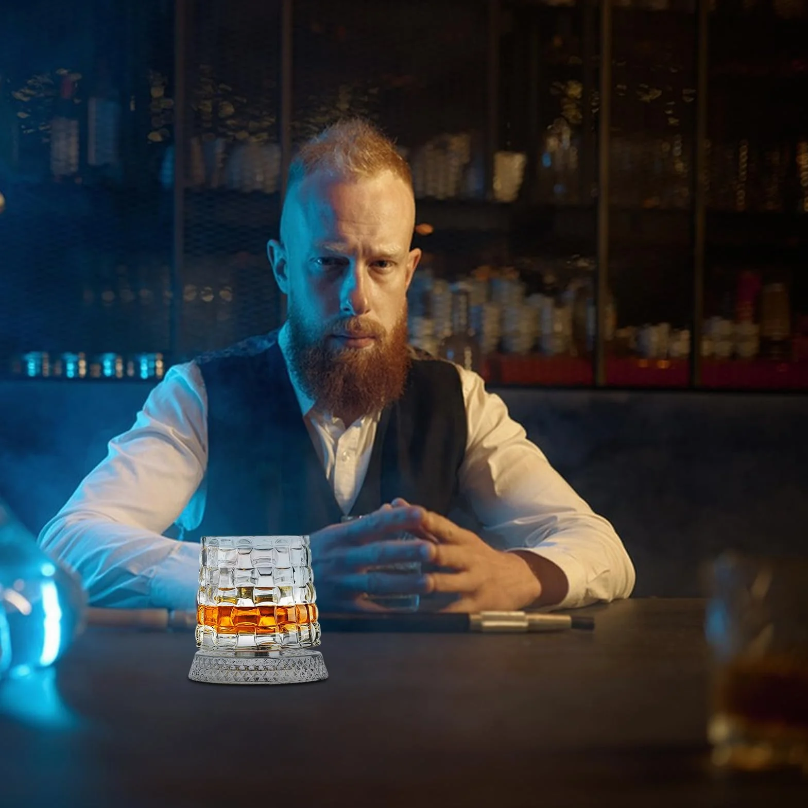 Kryształowa Szklanka Do Whisky Obrotowa 360 Stopni Starożytne Naczynie Degustacyjne