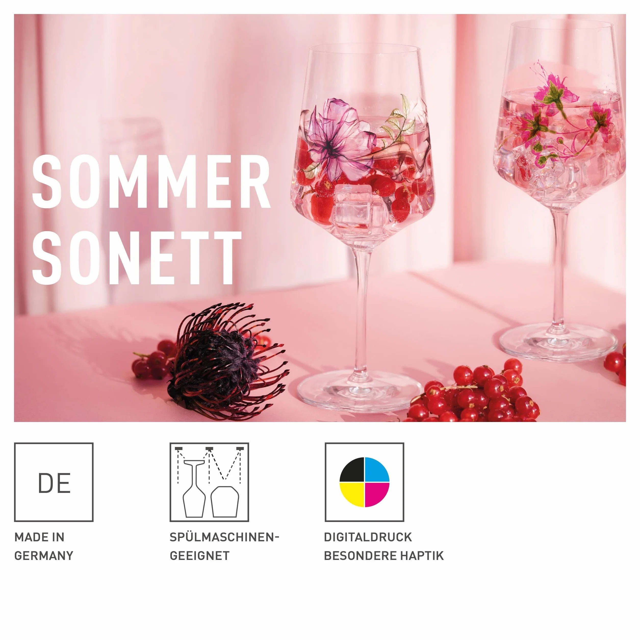 RITZENHOFF 3461004 Kieliszek do aperitifu 500 ml - zestaw 2 szt. - seria Sonet letni nr 4, 2 sztuki, motyw roślinny - Made in Germany