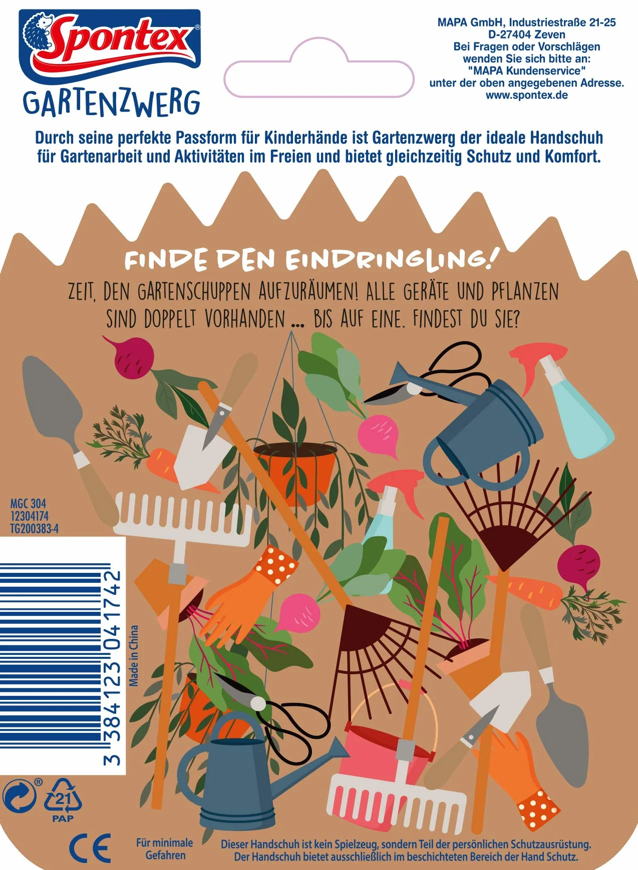 Spontex Rękawice ogrodowe dla dzieci, idealne do zabawy i pracy w ogrodzie, z powłoką nitrylową, kolor nie do wyboru, 1 para, 4-6 lat