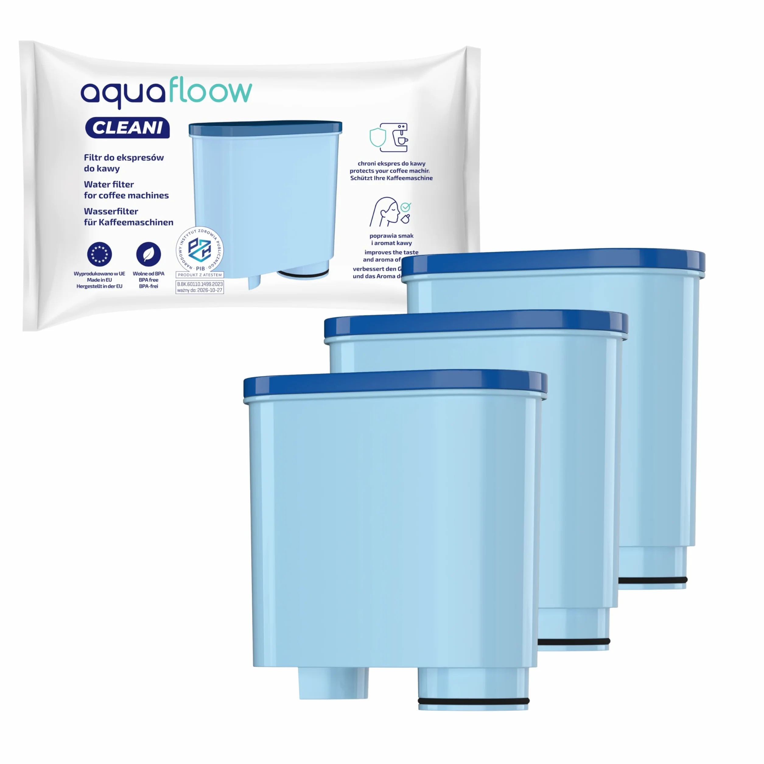 Filtr Wody Aquafloow Zastępczy do Philips AquaClean CA6903/10 CA6903/22 Ekspresów - Antykamienny (3 sztuki)