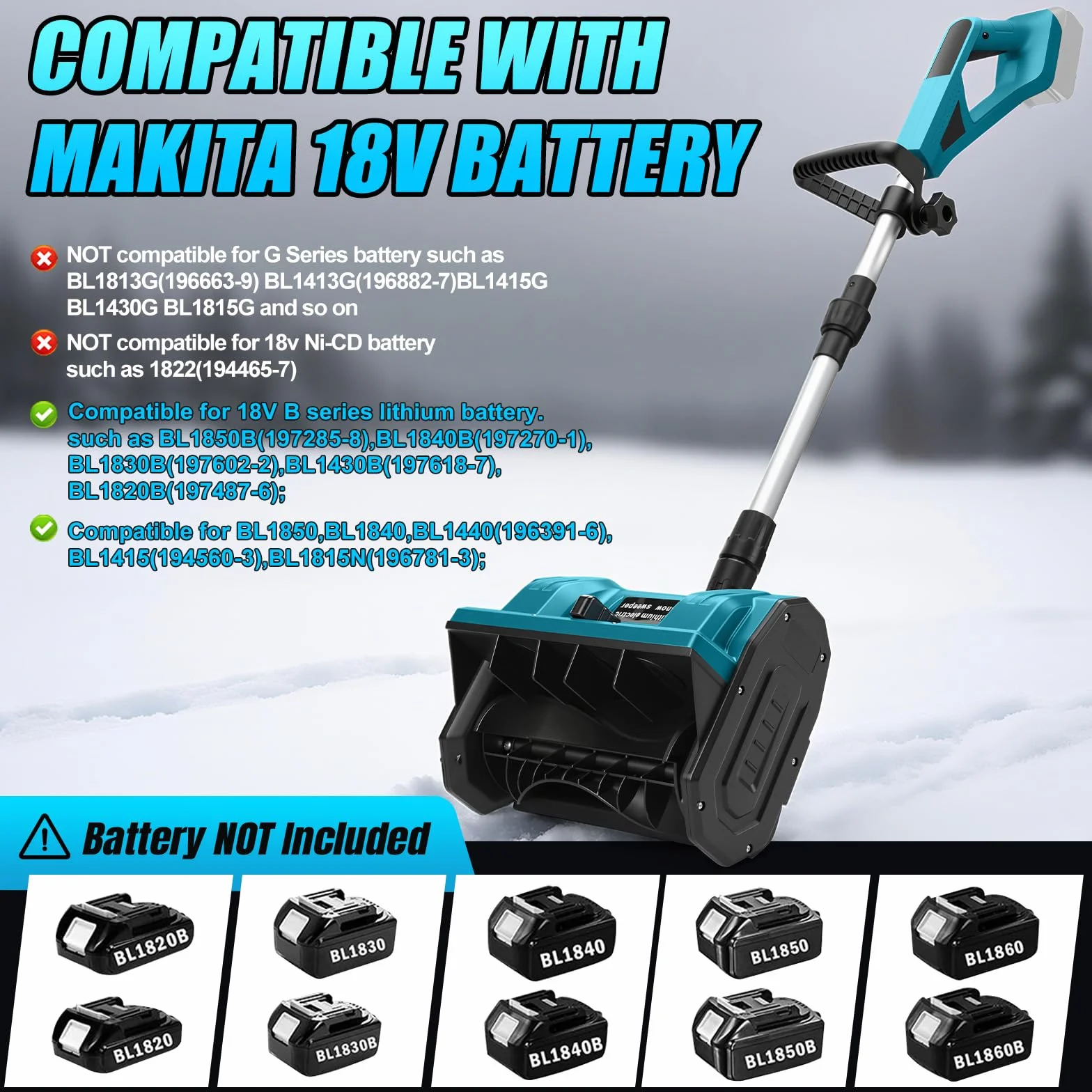 akumulatorowa odśnieżarka do baterii Makita 18V, zasięg wyrzutu 8m, szerokość robocza 28cm, elektryczna łopatka odśnieżająca, szczotka odśnieżająca, odśnieżarka z uchwytem o wysokości