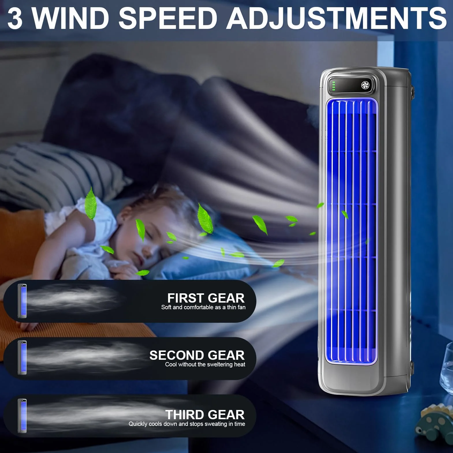 Outfany Cooling Ace, przenośny klimatyzator, wentylator chłodzący, cichy, z 3 prędkościami, ładowany, do biura, pokoju (kolor szary)