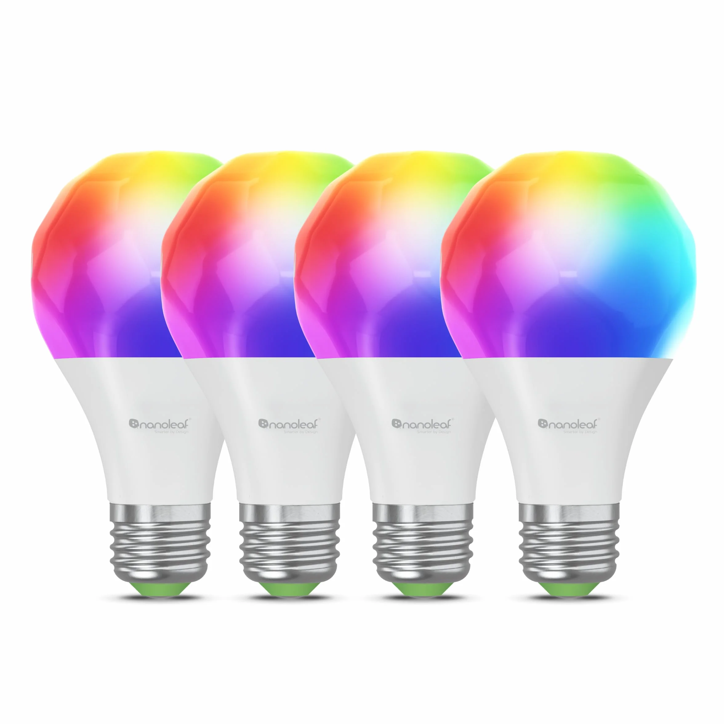 Nanoleaf Matter Essentials żarówki WLAN E27, 4 inteligentne lampy LED RGBW – 16 mln kolorów, indywidualne harmonogramy, sterowanie za pomocą aplikacji i głosu (kompatybilne z Alexa, Apple i Google