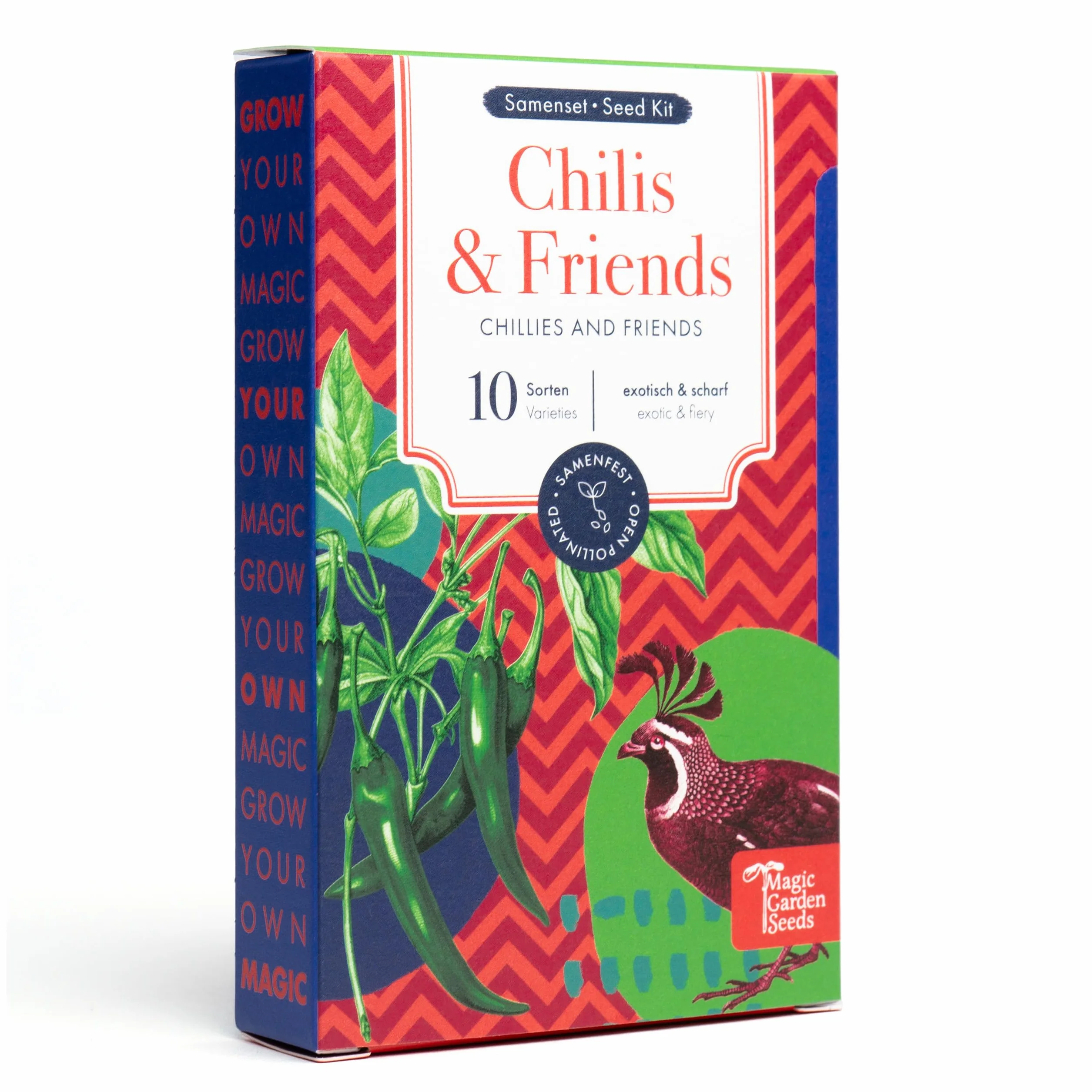 Chilis & Friends - 10 odpornych na nasiona odmian chili i ziół - egzotyczne i pikantne - zestaw nasion na mały prezent lub do użytku osobistego