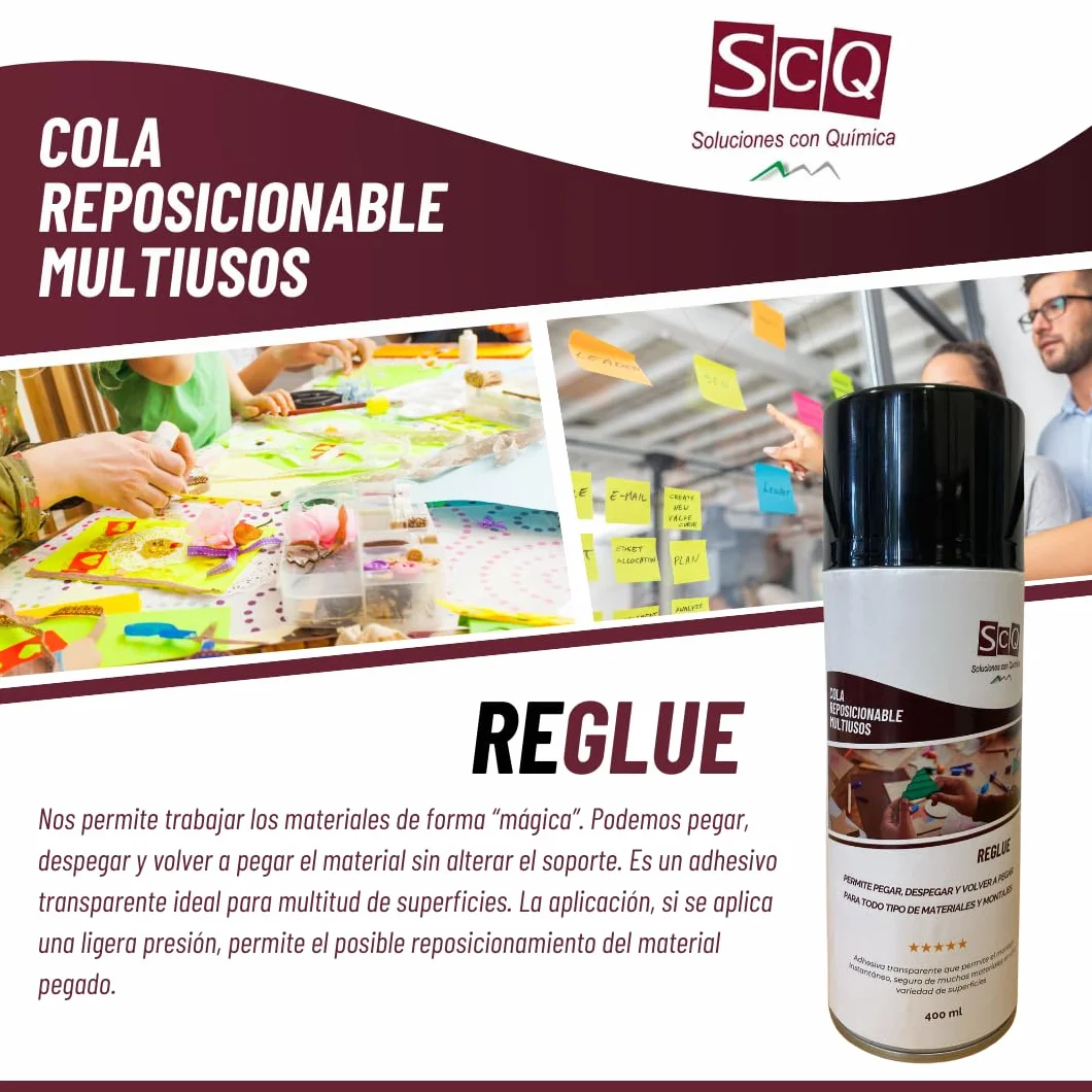 REGLUE 1 x 400 ml Klej repozycjonowalny | Klej w sprayu ponownie rozdzielalny | Klej do tkanin, papieru, kartonu, tworzyw sztucznych, korków. Klej i odklej bez uszkadzania materiałów