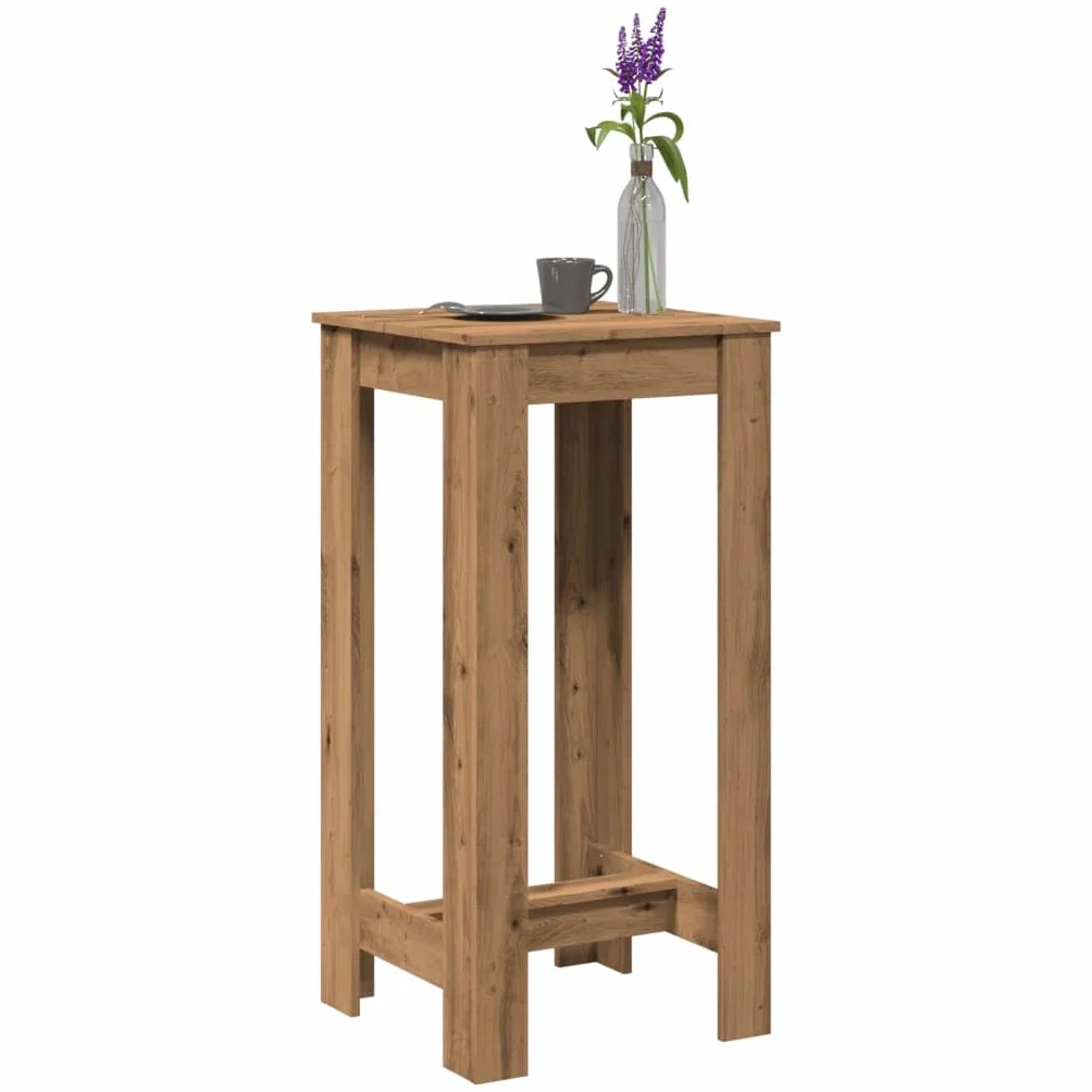 vidaXL Stolik barowy, dąb artisian, 51x50x103,5 cm, stolik pubowy, stolik do baru, stolik do baru domowego, wysoki stolik, prostokątny stolik barowy