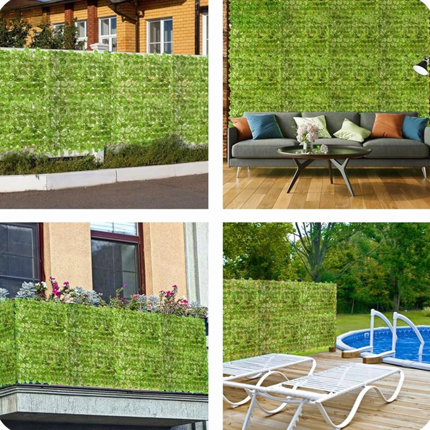 KRUMAD Sztuczny bluszcz ochrona przed wzrokiem, zestaw 2 x 500 x 50 cm, wisząca girlanda, ochrona przed wzrokiem na balkon i do ogrodu, sztuczny bluszcz, w zestawie 200 opasek kablowych, ochrona przed