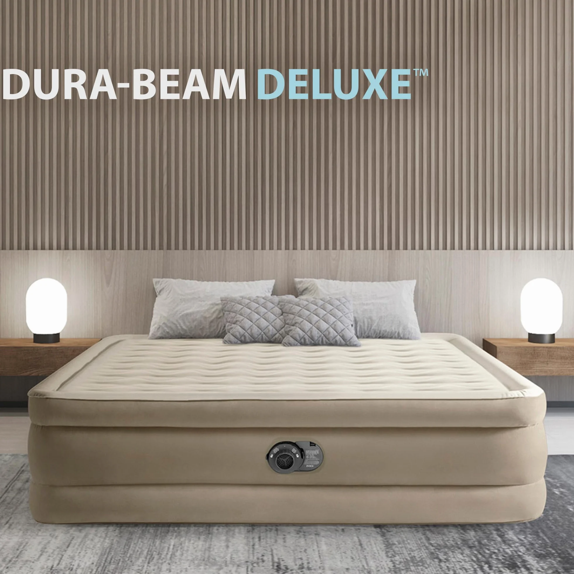 Dwuosobowy Materac Dmuchany 152x203x46 cm łóżko pompka 220V INTEX 64428ND