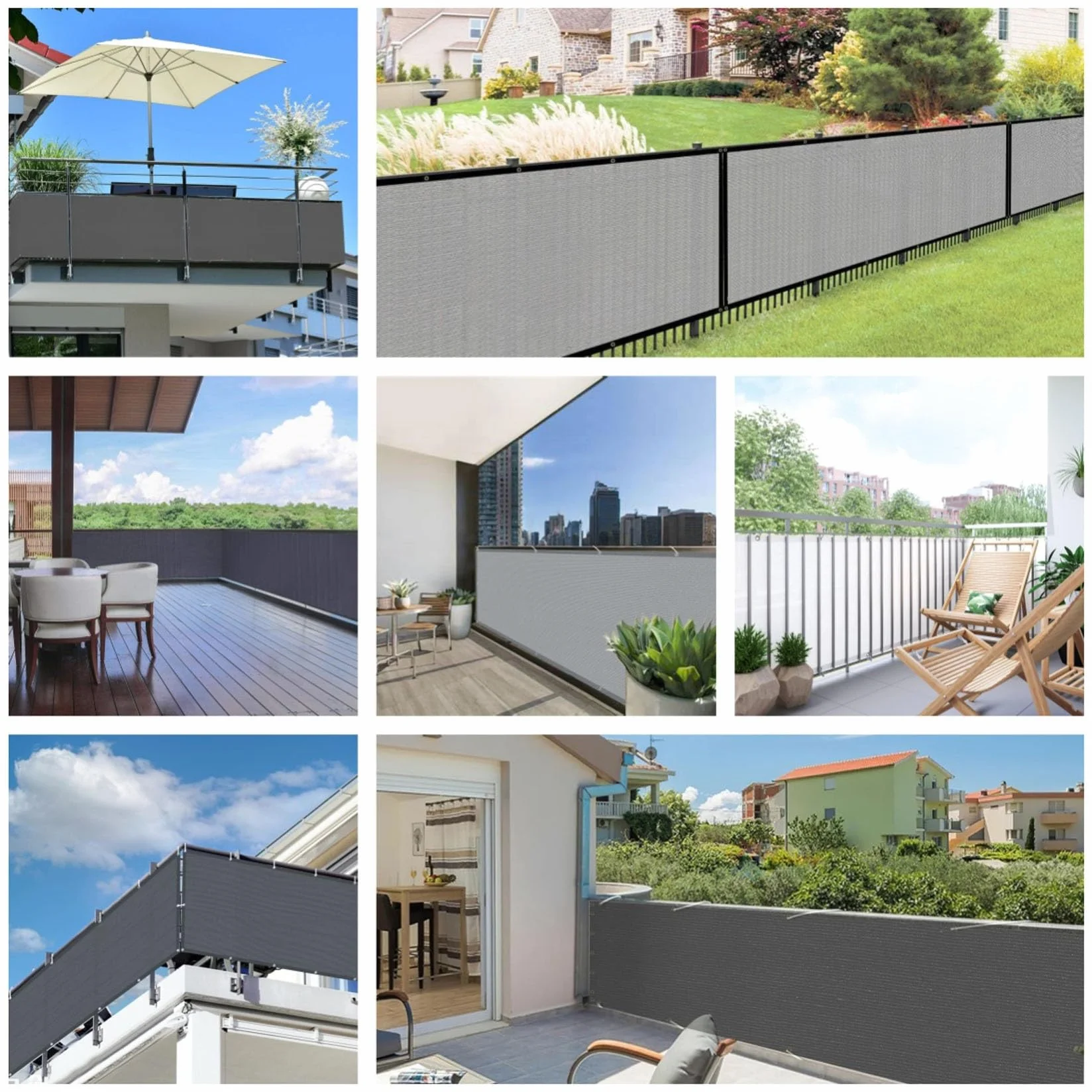 Osłona Balkonowa Osłona Balkonowa 110 x 340 cm Ochrona Przed Podglądaniem Balkon, Ogrodzenie, Ganek, Osłona Przeciwsłoneczna Dostosowane Na Taras, Szary