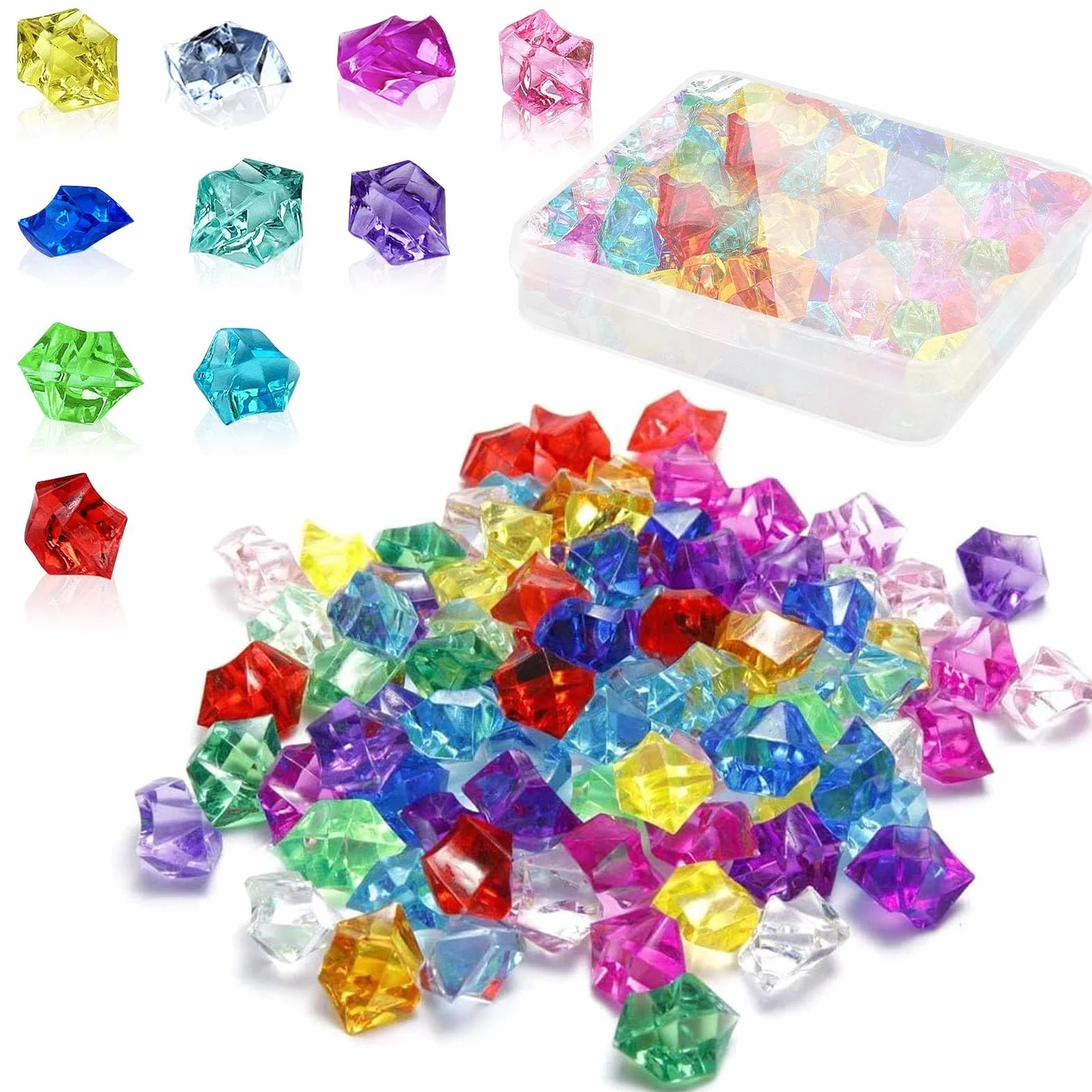 Dreamil Diamenty dla dzieci, 100 sztuk, kolorowe kamienie szlachetne dla dzieci, kryształki z żywicy, dekoracyjne kamienie kryształowe, na wesele, imprezę, do dekoracji stołu, rzemiosła artystycznego