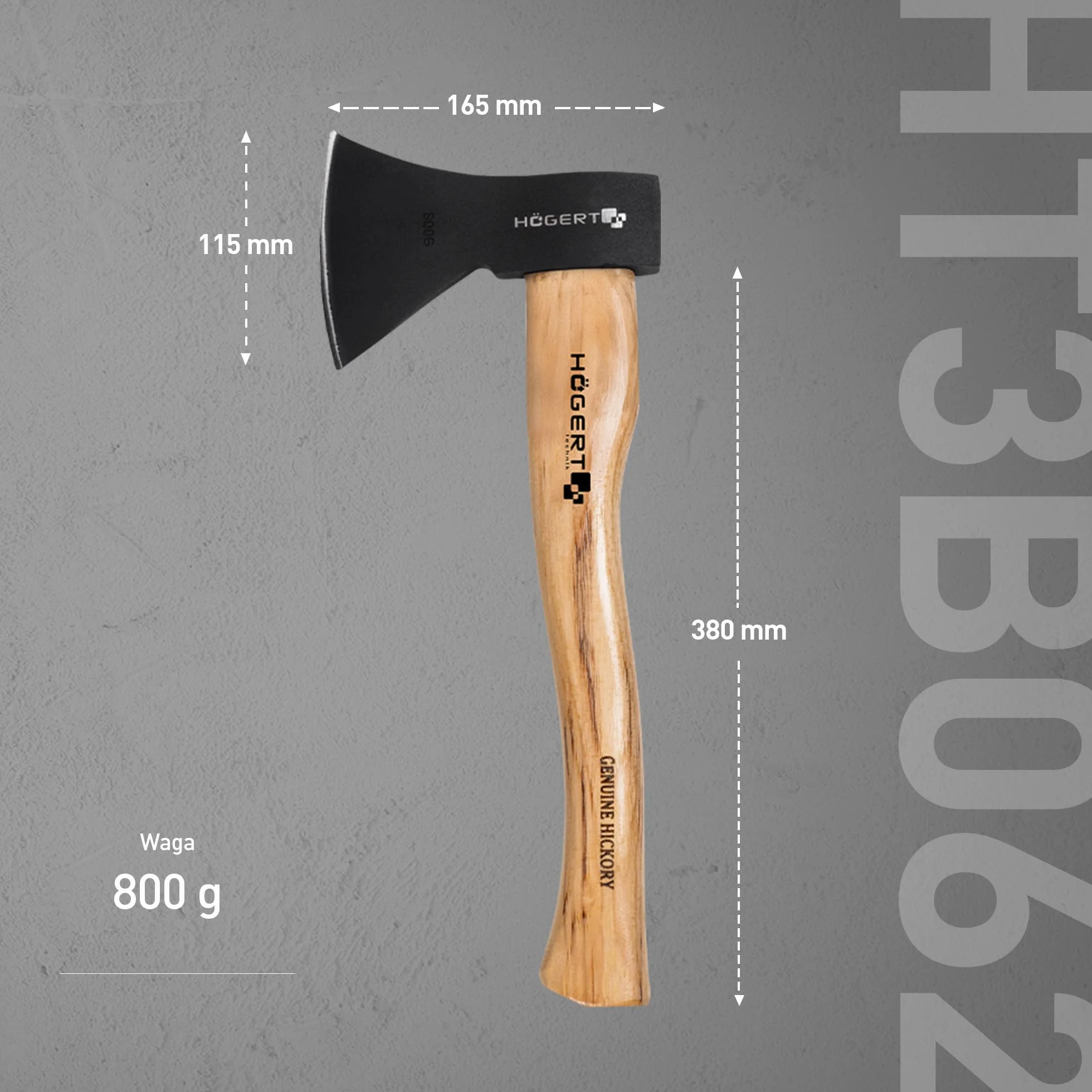 HÖGERT TECHNIK Siekiery 800 g z drewnianym trzonkiem – siekiera wielofunkcyjna do rozłupywania i siekania, ergonomiczny uchwyt z drewna hikorowego, hartowane ostrze siekiery 47-55 HRC, z mocowaniem na