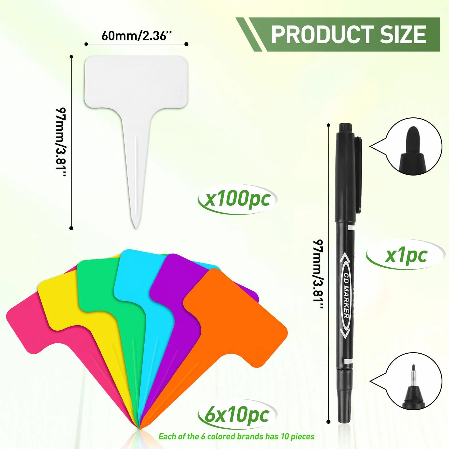 Gucass 160 sztuk tabliczek na rośliny z tworzywa sztucznego klasy premium – 100 x białe + 60 x kolorowe, wtyki do opisywania roślin, odporne na warunki atmosferyczne, etykiety do roślin, do warzyw