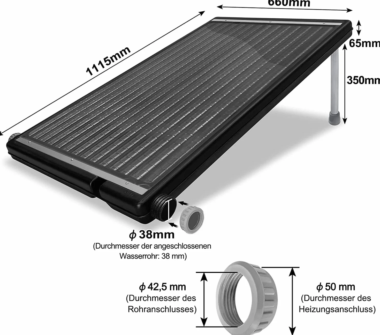 Basenowy podgrzewacz solarny o pojemności 15 l, 111,5 x 66 x 35 cm, kolektor słoneczny, do prysznica ogrodowego, basenu, basenów, prosty