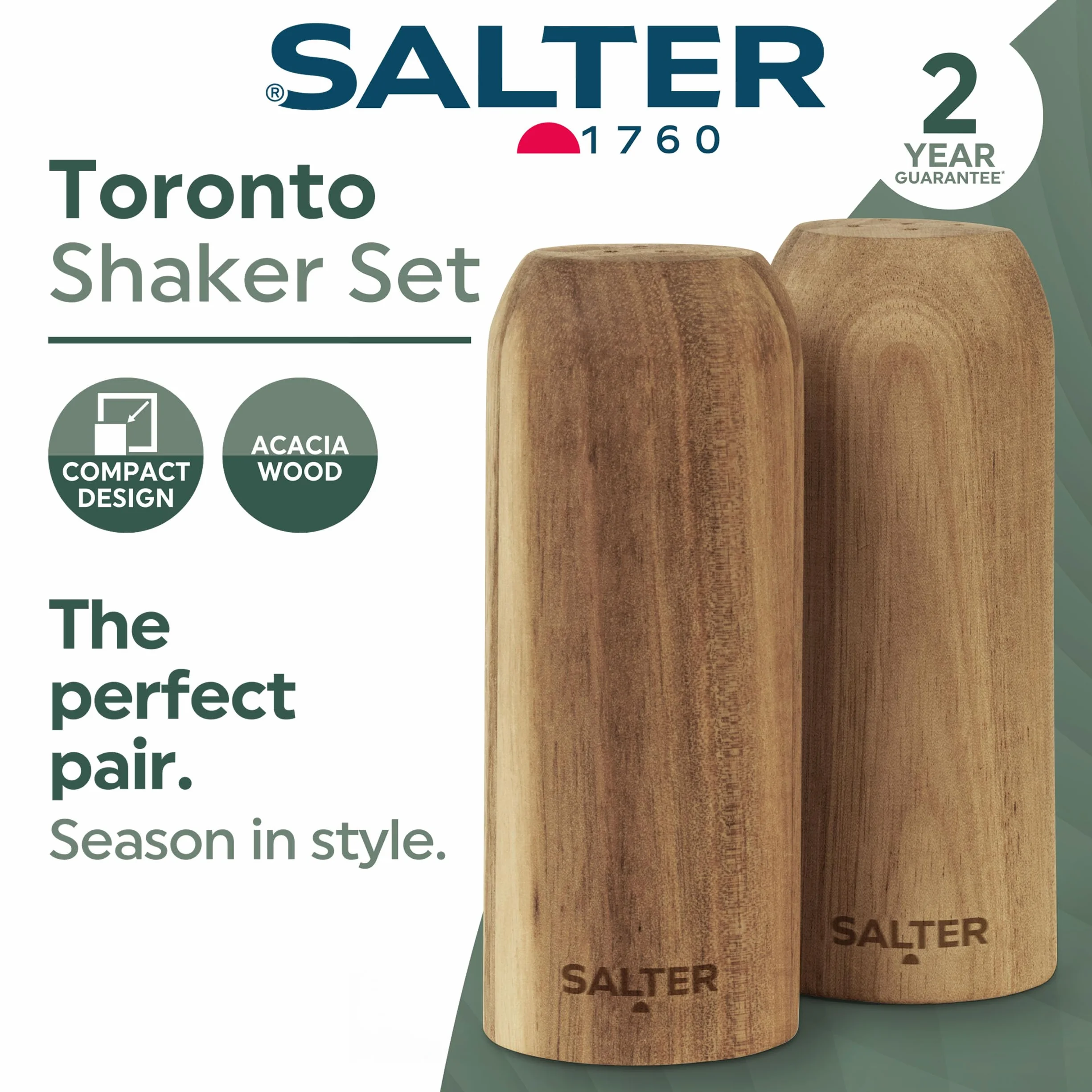 Salter Toronto Solniczka i pieprzniczka zestaw 2 pojemniki drewno akacjowe pojemnosc 30 g