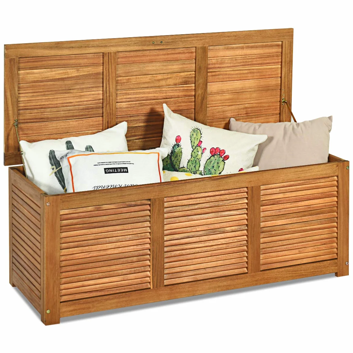 COSTWAY Skrzynka ogrodowa, drewno akacjowe, skrzynia do przechowywania o pojemności 179 l, pudełko do przechowywania, skrzynia na poduszki, na balkon, 120 x 45 x 45 cm