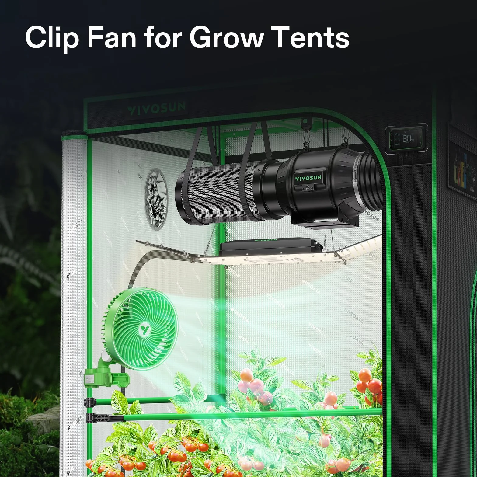 VIVOSUN AeroWave E6 Grow wentylator namiotowy 15 cm, silnik EC, inteligentne sterowanie Wi-Fi, opatentowany w USA, automatyczny wentylator oscylacyjny z klipsem, odporny na warunki atmosferyczne