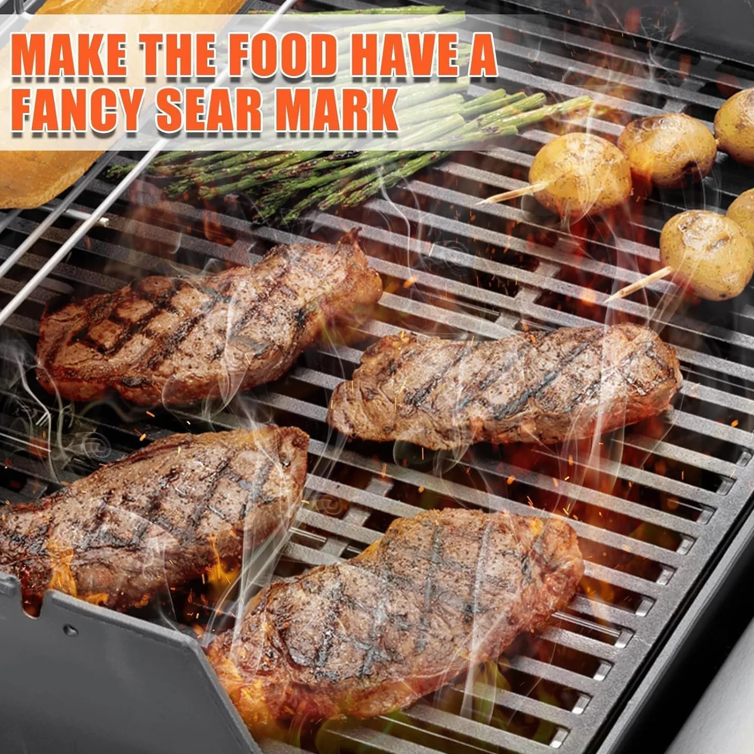 GFTIME Grill do grilla Weber Spirit E210 E220 S210 S210 S210 S220 (z przednimi gałkami palnika) – emaliowana osłona palnika i żeliwny ruszt grillowy, zamiennik do Weber 7635,7637