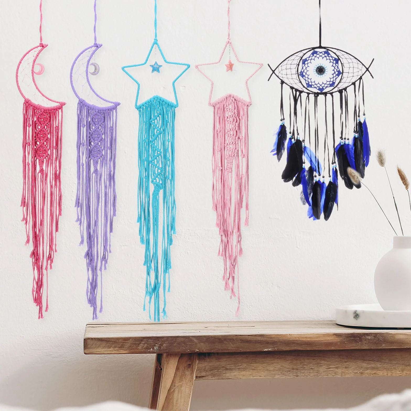 PATIKIL Złe oko łapacze snów, złe oko, makrama ścienna do dekoracji domu, sypialni, akcesoria, kawiarnie, dekoracja ślubna, brązowa