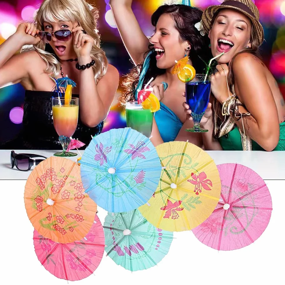 50 sztuk parasoli koktajlowych do napojów, parasolki do napojów, wykałaczki koktajlowe, parasole na babeczki, mini papierowe parasole, dekoracje imprezowe, wykałaczki do napojów, owoce