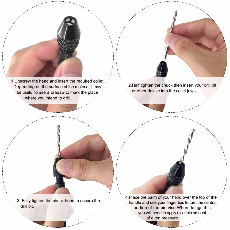 FineGood 25 sztuk wierteł ręcznych, 24 szt. mikro mini wierteł spiralnych (0,6-3 mm) z 1 szt. imadła pinowego narzędzia obrotowe do drewna, biżuterii, tworzywa sztucznego