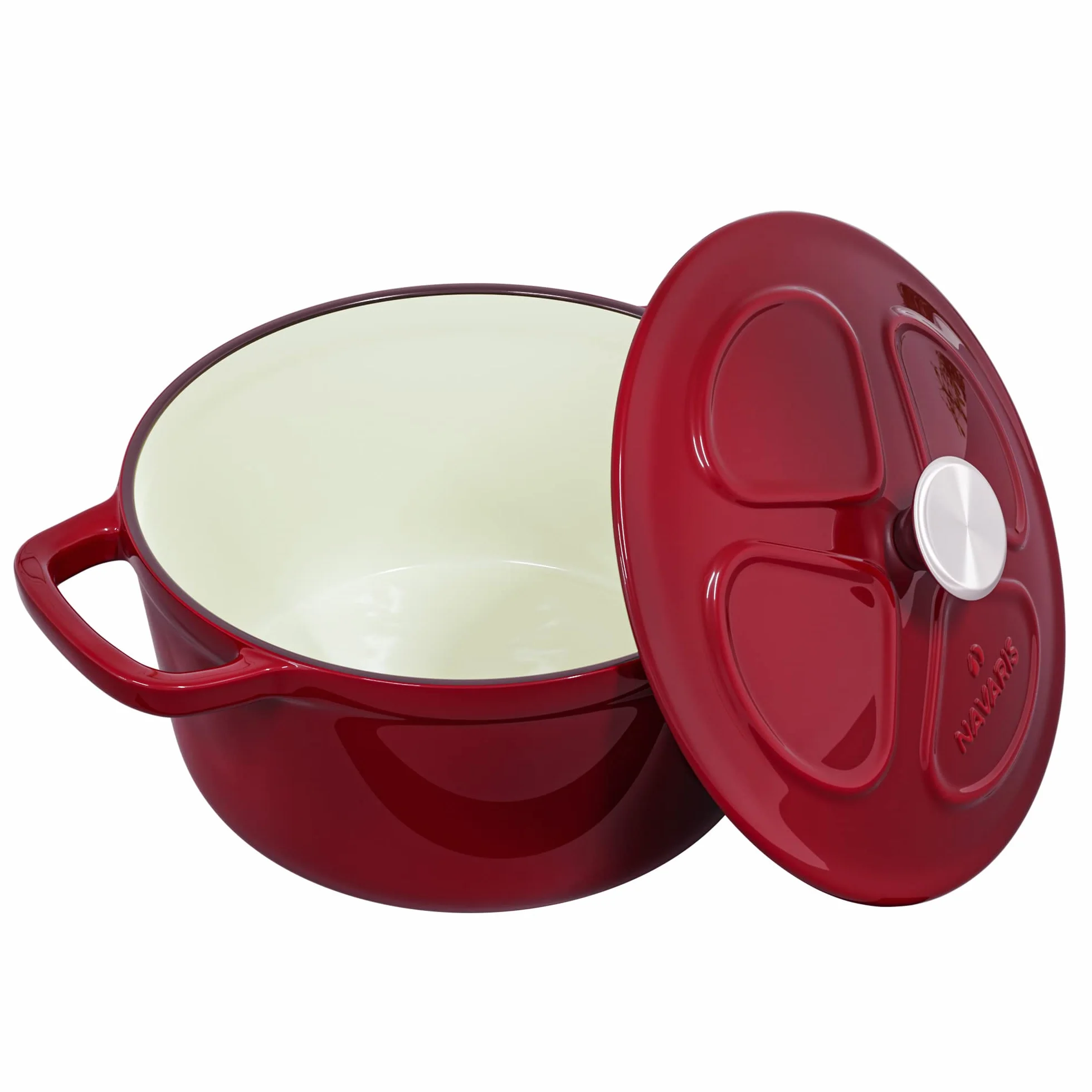 Navaris żeliwny garnek do smażenia, 2,5 l, Ø 20 cm, emaliowany, odporny na wysokie temperature, nadaje się do mycia w zmywarce
