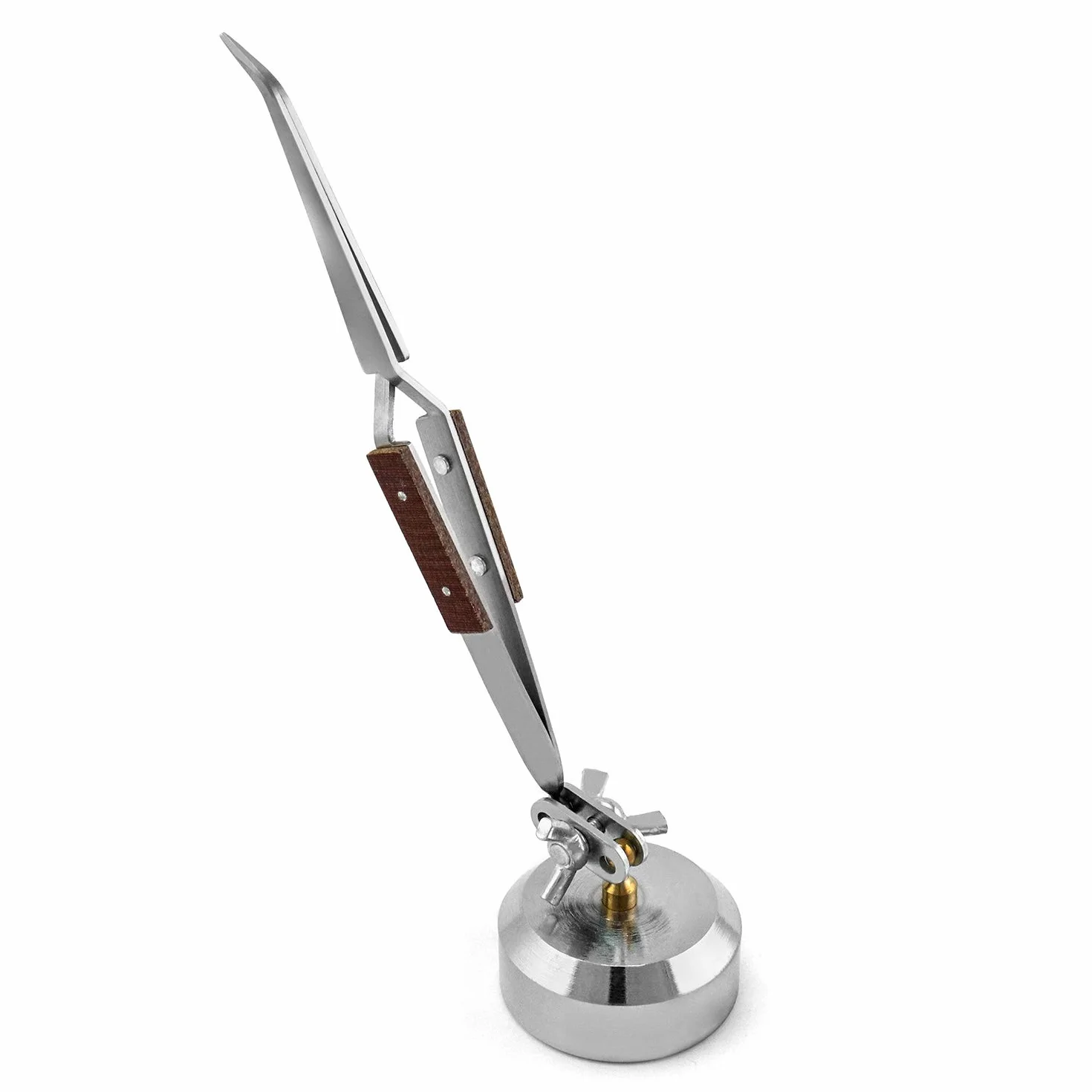 QWORK® Regulowana pinceta do zegarka, pinceta lutownicza z izolowaną końcówką kątową, pinceta krzyżowa, może być używana do robienia, naprawy i spawania biżuterii, 1 zestaw
