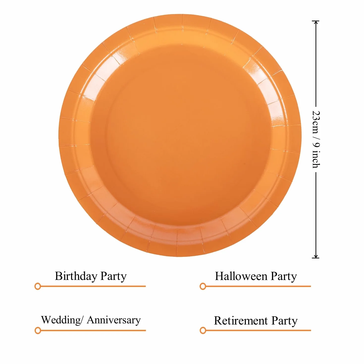 CEILIWEN 100 sztuk pomarańczowych talerzy papierowych 23 cm okrągłe na imprezy urodziny Halloween