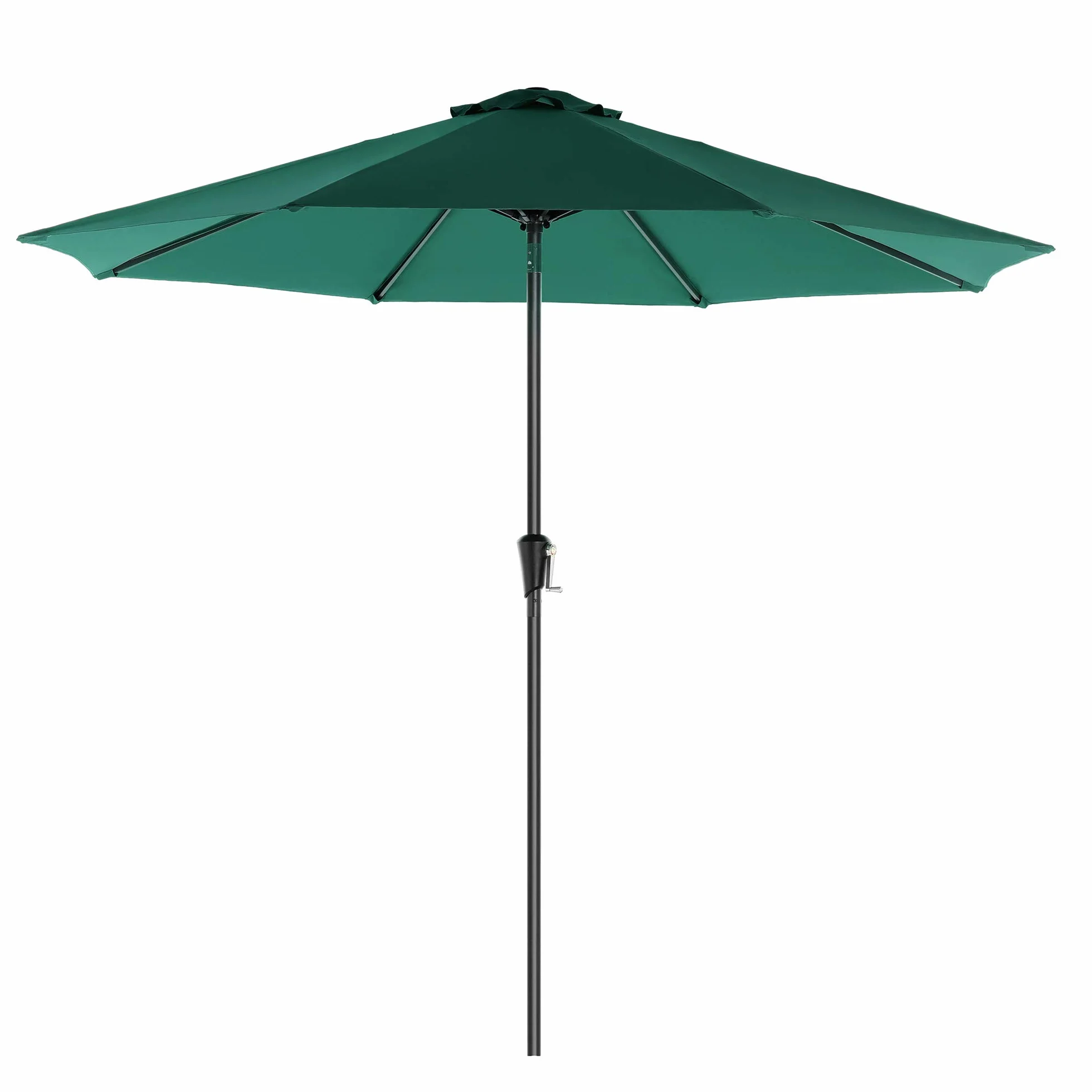 SONGMICS Parasol, Ø 300 cm, parasol ogrodowy, parasol rynkowy, ochrona UV do UPF 50+, parasol ogrodowy, ochrona przeciwsłoneczna, z korbką, bez stojaka, ogród, balkon, taras, ciemnozielony GPU30GN