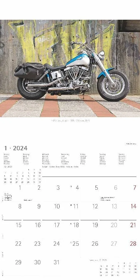 Harleys 2024 - Broschürenkalender 30x30 cm (30x60 geöffnet) - Kalender mit Platz für Notizen - Motorräder - Bildkalender - Wandplaner - Harley-Davidson