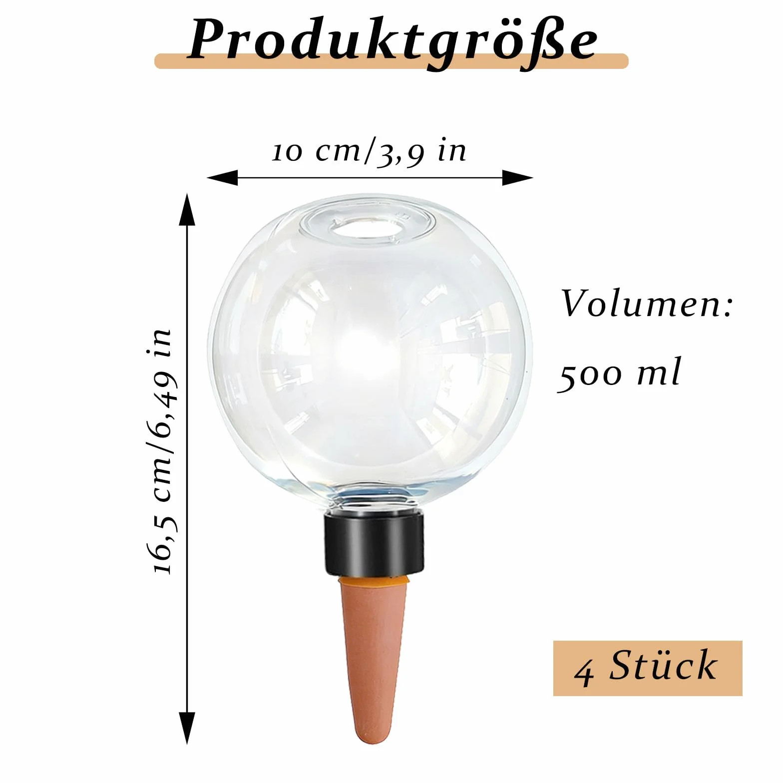 Kulki nawadniające, 4 sztuki kul nawadniających do roślin, 500 ml, dozownik wody, nawadnianie roślin, przezroczysta kula nawadniająca, odpowiednie do roślin doniczkowych