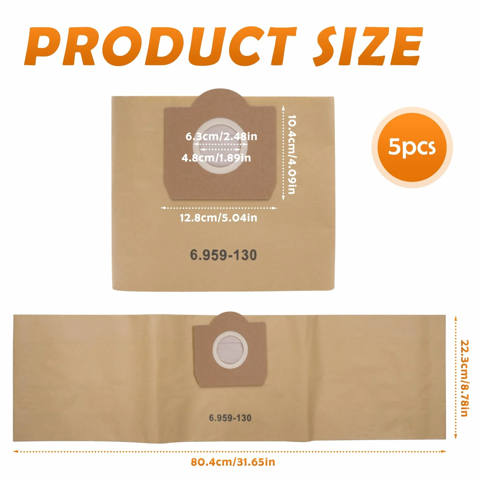 5 sztuk papierowych worków filtracyjnych do Kärcher 6.959-130.0, worki do odkurzacza WD3 papierowe filtry do WD3 1629 MV3 A2201/2604/2251/2554/2504/2204, do worków filtracyjnych Paperbags do